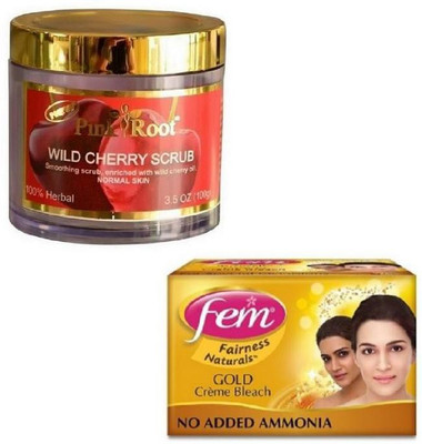 

Pink Root WILD CHERRY SCRUB 100GM WITH FEM GOLD BLEACH 50GM(Set of 2)