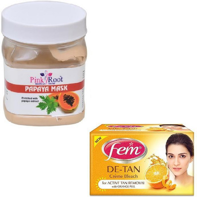 

Pink Root PAPAYA MASK 500GM WITH FEM DE-TAN BLEACH 50GM(Set of 2)