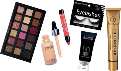 

powerpoint Eyelashes&Huda Beauty 18 Shade Palette&Studio WaterWegiht Foundation&Prep+Prime Buauty Balm Cream&Lakme Enrich Lip Crayon&Dermacol Foundation(Set of 6)