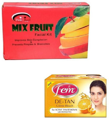 Pink Root MIX FRUIT KIT 83 GM WITH FEM DE-TAN BLEACH 50GM(Set of 2)