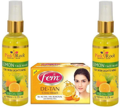 

Pink Root LEMON FACE WASH 2 PCS WITH FEM DE-TAN BLEACH 50GM(Set of 3)