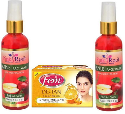 

Pink Root APPLE FACE WASH 2 PCS WITH FEM DE-TAN BLEACH 50GM(Set of 3)