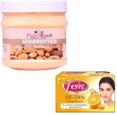 

Pink Root SHEA BUTTER CREAM 500GM WITH FEM DE-TAN BLEACH 50GM(Set of 2)