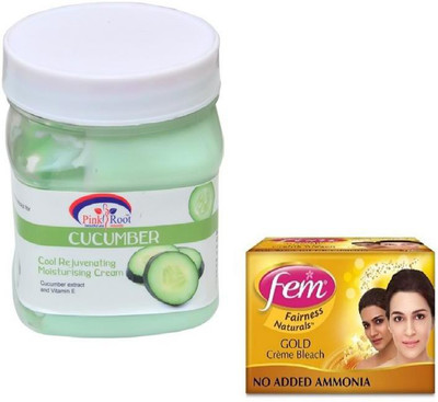 

Pink Root CUCUMBER CREAM 500GM WITH FEM GOLD BLEACH 50GM(Set of 2)