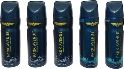 

Park Avenue 3 STORM & 2 COOL BLUE ( PACK OF 5) Deodorant Spray - For Men(150 ml, Pack of 5)