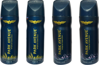 

Park Avenue GOOD MORNING & STORM ( PACK OF 4) Deodorant Spray - For Men(150 ml, Pack of 4)