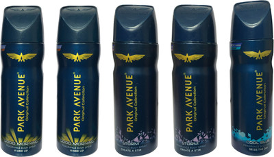 

Park Avenue 2STORM, 2 GOOD MORNING & 1 COOL BLUE ( PACK OF 5) Deodorant Spray - For Men(150 ml, Pack of 5)