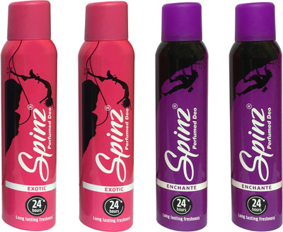 

SPINZ EXOTIC & ENCHANTE (PACK OF 4) Deodorant Spray - For Women(150 ml, Pack of 4)