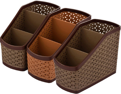 KUBER INDUSTRIES 3 Compartments Plastic Compact(Multicolor)