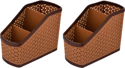 KUBER INDUSTRIES 3 Compartments Plastic Compact(Light Brown)