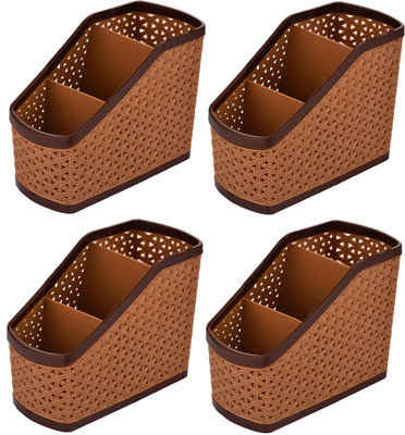 KUBER INDUSTRIES 3 Compartments Plastic Compact(Light Brown)