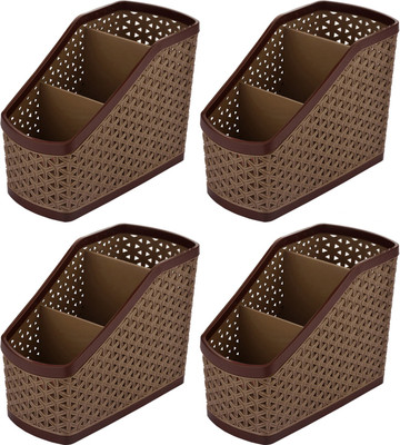 KUBER INDUSTRIES 3 Compartments Plastic Compact(Brown)