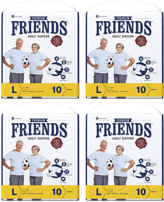 

Friends PREMIUM ADULT DIAPERS, SIZE LARGE, 10 PCS PACK, COMBO OF 4 PACKS, FOR WAIST SIZE 38''-60'' INCHES, TOTAL 40 DIAPERS Adult Diapers - L(40 Pieces)
