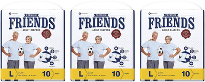 

Friends PREMIUM ADULT DIAPERS, SIZE LARGE, 10 PCS PACK, COMBO OF 3 PACKS, FOR WAIST SIZE 38''-60'' INCHES, TOTAL 30 DIAPERS Adult Diapers - L(30 Pieces)