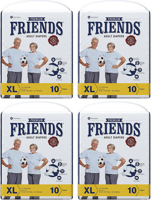 

Friends PREMIUM ADULT DIAPERS, SIZE XL, 10 PCS PACK, COMBO OF 4 PACKS, FOR WAIST SIZE 48''-68'' INCHES, TOTAL 40 DIAPERS Adult Diapers - XL(40 Pieces)