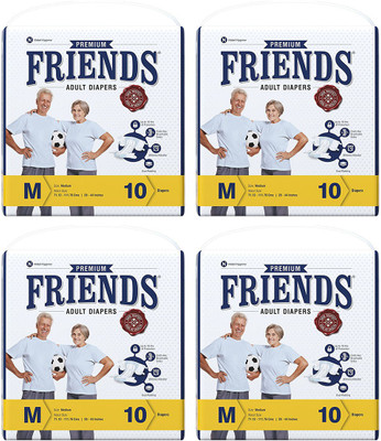 

Friends PREMIUM ADULT DIAPERS, SIZE MEDIUM, 10 PCS PACK, COMBO OF 4 PACKS,FOR WAIST SIZE 28''-44'' INCHES, TOTAL 40 DIAPERS Adult Diapers - M(40 Pieces)