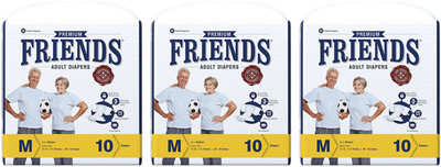 

Friends PREMIUM ADULT DIAPERS, SIZE MEDIUM, 10 PCS PACK, COMBO OF 3 PACKS,FOR WAIST SIZE 28''-44'' INCHES, TOTAL 30 DIAPERS Adult Diapers - M(30 Pieces)