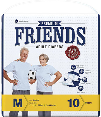 

Friends PREMIUM ADULT DIAPERS, SIZE MEDIUM, 10 PCS PACK, FOR WAIST SIZE 28''-44'' INCHES, TOTAL 10 DIAPERS Adult Diapers - M(10 Pieces)