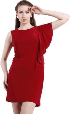 

Peptrends Women' Fit and Flare Maroon Dress