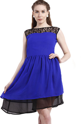 

Peptrends Women's Fit and Flare Blue Dress