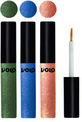 Volo WATERPROOF GLITTER EYE LINER 15 ml(Olive Green, Sky Blue, Rose Gold)