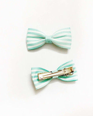 

SAI HARUN TRADERS Blue And White Stripes Bow Clips Hair Clip(Multicolor)