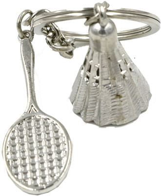 faynci Badminton High Quality Silver Metal Key Chain for Gifting Badminton Lover Key Chain