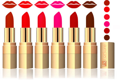 

Forsure Chocolate, Romantic Red, Red, Peach, Coffee, Brown Velvet Matte Lipstick(Chocolate, Romantic Red, Red, Peach, Coffee, Brown)