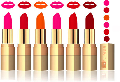 

Forsure Peach, Mauve, Fast Red, Pink, Soft Red, Maroon Velvet Matte Lipstick(Peach, Mauve, Fast Red, Pink, Soft Red, Maroon)