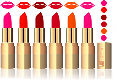

Forsure Peach, Hot Red, Maroon, Mauve, Fast Red, Pink Velvet Matte Lipstick(Peach, Hot Red, Maroon, Mauve, Fast Red, Pink)