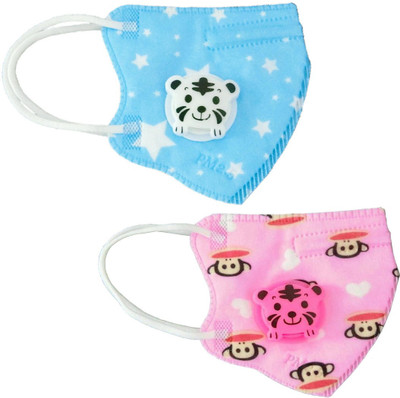 

TUHI Air Pollution Colorful Kids Protective Mask Pack Of 2 Pcs Mask and Respirator