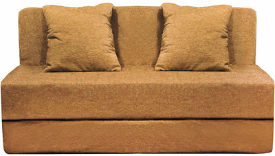 Aart Store 4X6 Sofa Cums Bed Two Seater With Two Cushion Golden Color Single Sofa Bed(Finish Color - Golden Mechanism Type - Fold Out)