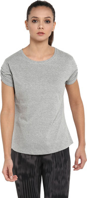 Ap'pulse Solid Women Round Neck Grey T-Shirt