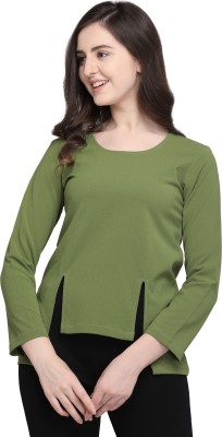 Smarty Pants Casual Regular Sleeve Solid Women Green Top