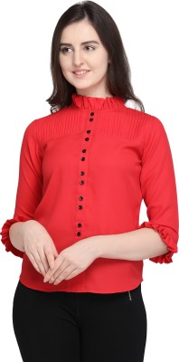 Smarty Pants Casual Regular Sleeve Solid Women Red Top