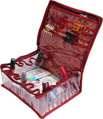 KUBER INDUSTRIES Satin Make Up Kit (Maroon) -CTKTC5319 Laminated Vanity Box(Maroon)