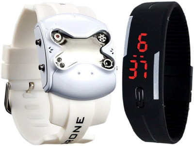 

Pappi Boss Offer White Silicone Jelly Slim Drone Led Watch - For Men