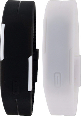 

Pappi Boss Offer Unisex Black & White Silicone Sports Led Smart Band Watch - For Men & Women