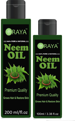 

ORAYA 100% Pure & Natural Neem Oil For Hair Growth, Treatment OlL-(200ML+100ML)=300ML-Hair Oil-(300ml) Combo-(300ml)(300 ml)