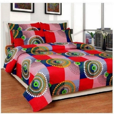 Aradhya Products 140 TC Microfiber Double Printed Flat Bedsheet(Pack of 1, Red)