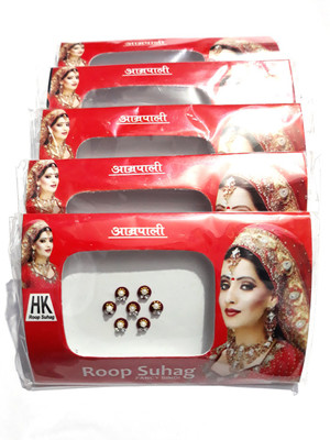 

Roop Suhag FncyBindi03 Forhead Maroon, Red, White Bindis(Fancy bindi)