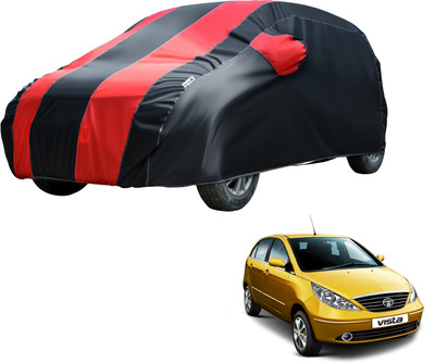 Fit Fly Car Cover For Tata Vista (With Mirror Pockets)(Red, Black)