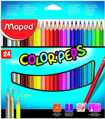 Maped Color Pencil Box - Pack of 24 (Multicolor) Pencil Shaped Color Pencils(Set of 1, Multicolor)