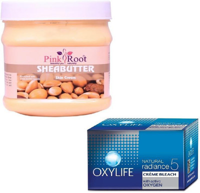 

Pink Root SHEA BUTTER CREAM 500GM WITH OXYLIFE CREME BLEACH 27GM(Set of 2)