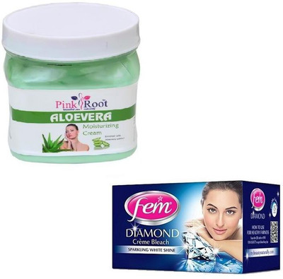 

Pink Root ALOEVERA CREAM 500GM WITH FEM DIAMOND BLEACH 30GM(Set of 2)