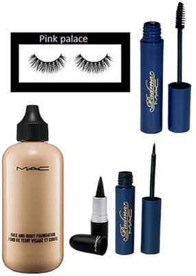 

pink palace Eyelashes, padma eyliner, mascara, face and body foundation, Stick kajal(Set of 5)