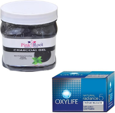

Pink Root CHARCOAL GEL 500GM WITH OXYLIFE CREME BLEACH 27GM(Set of 2)