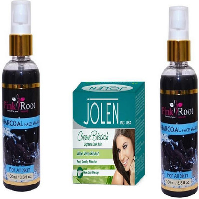 

Pink Root CHARCOAL FACE WASH 2 PCS WITH JOLEN ALOEVERA CREME BLEACH 28GM(Set of 3)