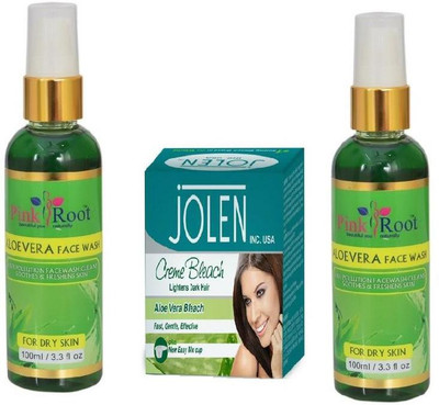 

Pink Root ALOEVERA FACE WASH 2 PCS WITH JOLEN ALOEVERA CREME BLEACH 28GM(Set of 3)
