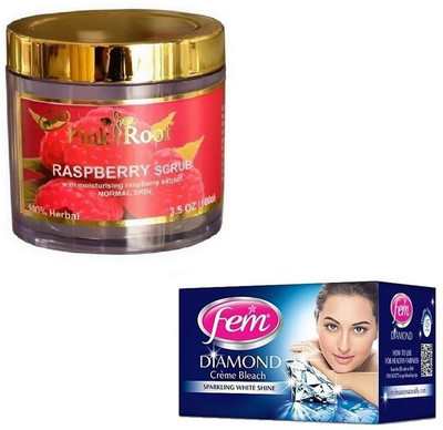 

Pink Root RASPBERRY SCRUB 100GM WITH FEM DIAMOND BLEACH 30GM(Set of 2)